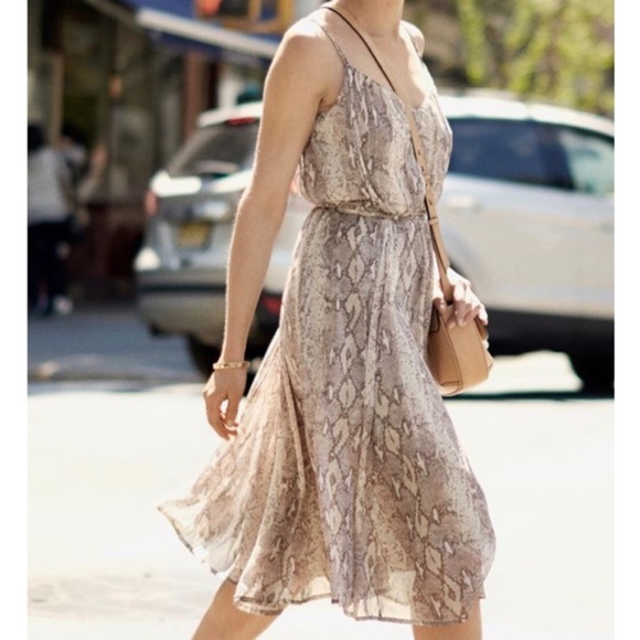 Banana Republic Animal Snake Python Print Blouson Waist Flowy Slip Dress XS PXS - Picture 1 of 10